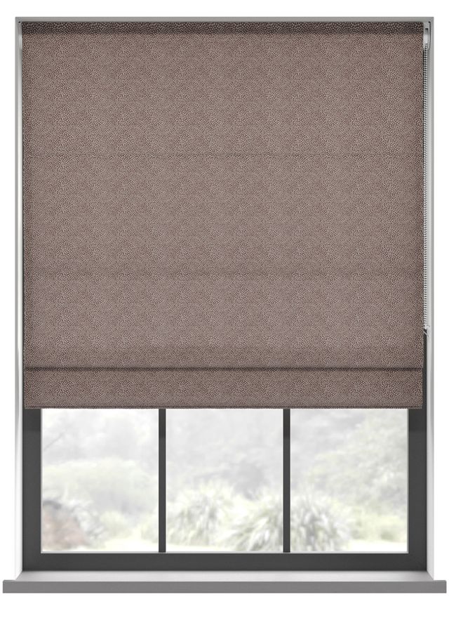 Our Speckle Lilac Roman blind in a living room window.