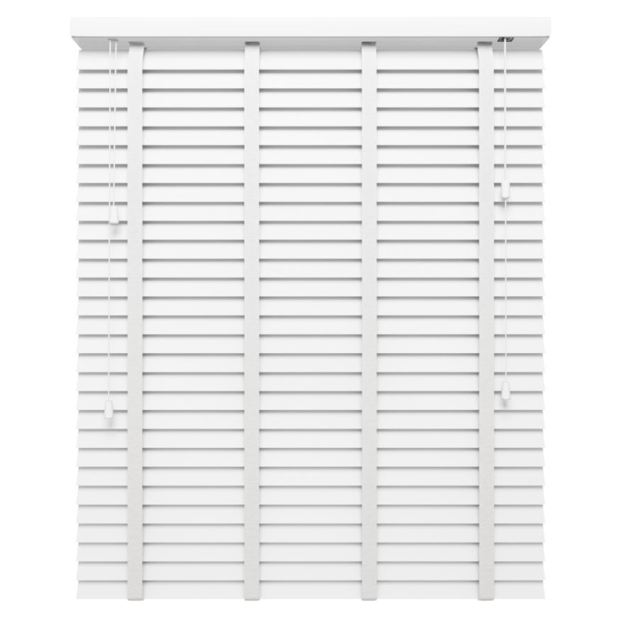 Editions White Stone with Pure Tape - A white wooden Venetian blind with white tapes