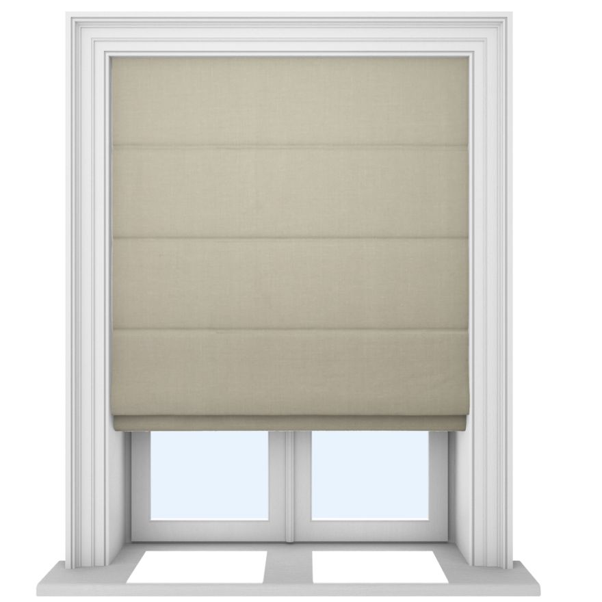 Our Rustic Weave Light Hessian Roman blind in a living room window.