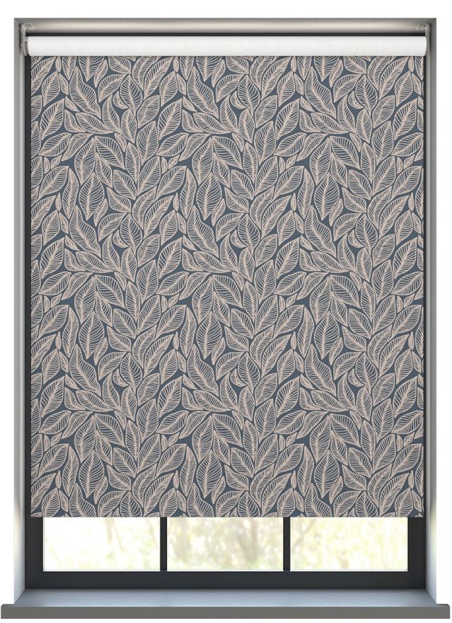 Leaf Crush in Steel-Blue Roller Blind