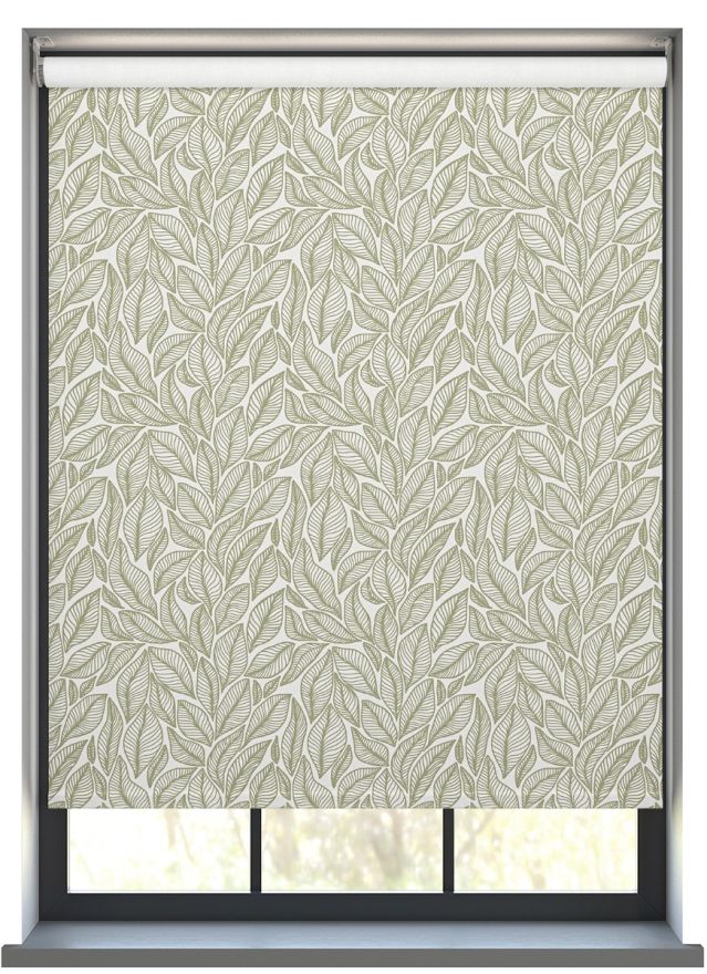 Leaf Crush in White Roller Blind