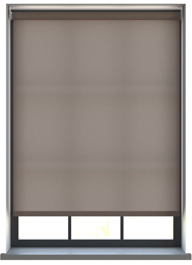 A dimout roller blind in a window