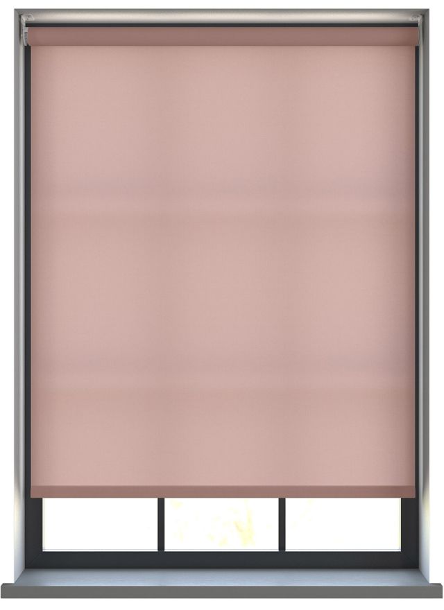 Our Burst Champagne Pink Roller blind in the living room.