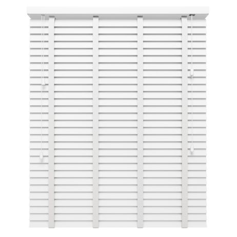 Editions White Stone with Pure Tape - A white wooden Venetian blind with white tapes