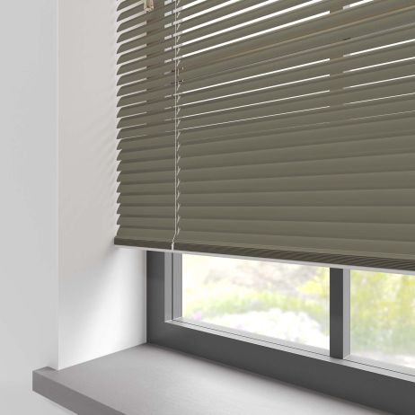 A darker grey aluminium blind in the kitchen 